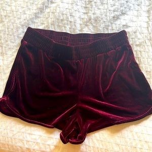 Crushed velvet dolphin hem shorts